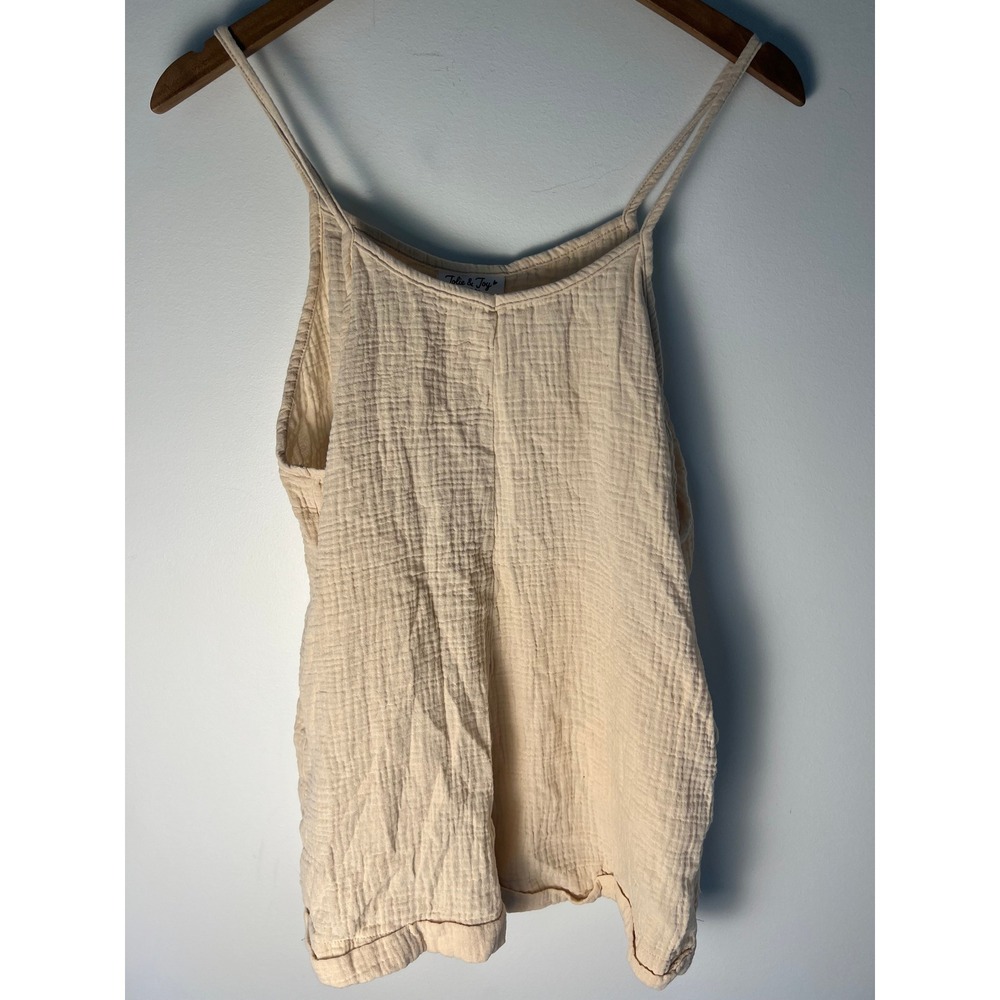 Jolie & Joy Romper Wm M Cream Cotton Gauze Pockets Crunchy Granola Cottage Farm